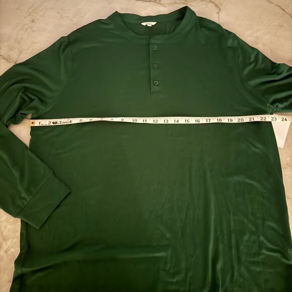 Eberjey Henry Shirt Sz L Long Sleeve Lounge Green Men's Henley Style NWOT - Picture 5 of 7